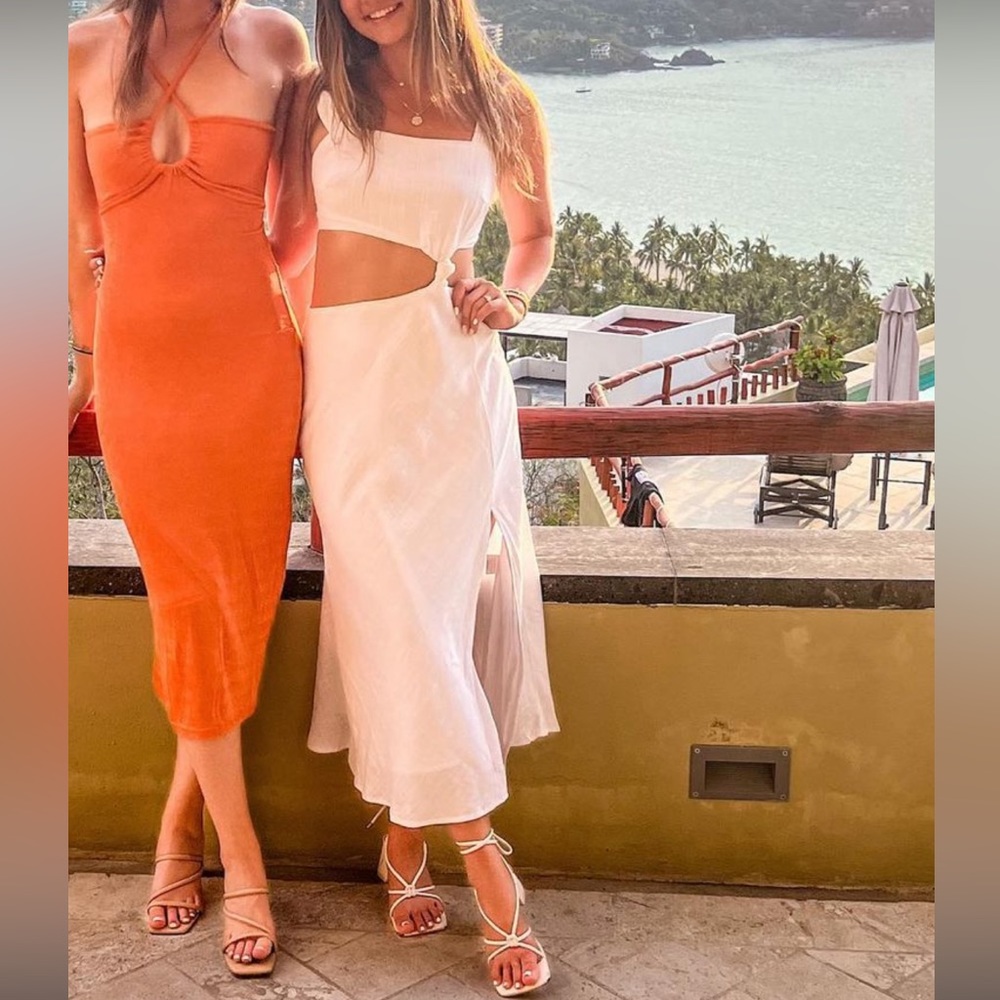 Fortunate one: white maxi dress with a knotted midriff
